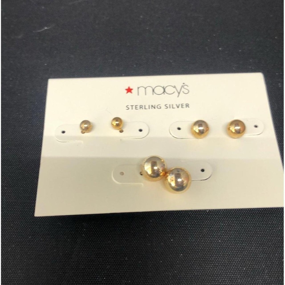 BRAND NEW! Macys Sterling Silver Stud Earring Set of 3